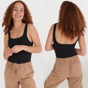 American Eagle Women's Sleeveless Square Neck Bodysuit Top Shirt Size XXL Black